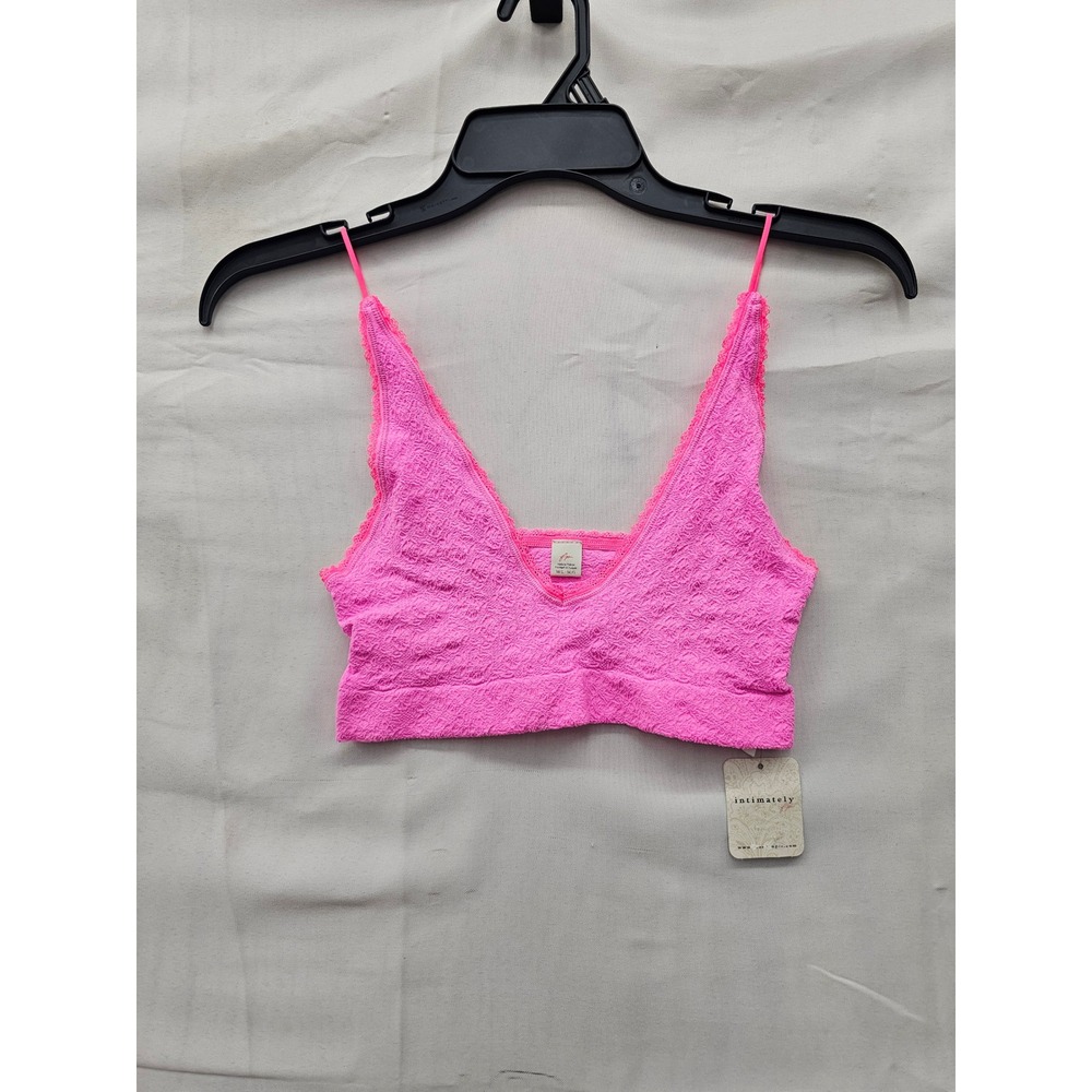 Free People Womens V-Neck Bralette Pink Nylon Blend Casual Size Medium/Large